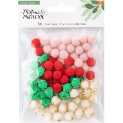 SUPER OFERTA **40%** Set de Pompones Mittens & Mistletoe Crate Paper