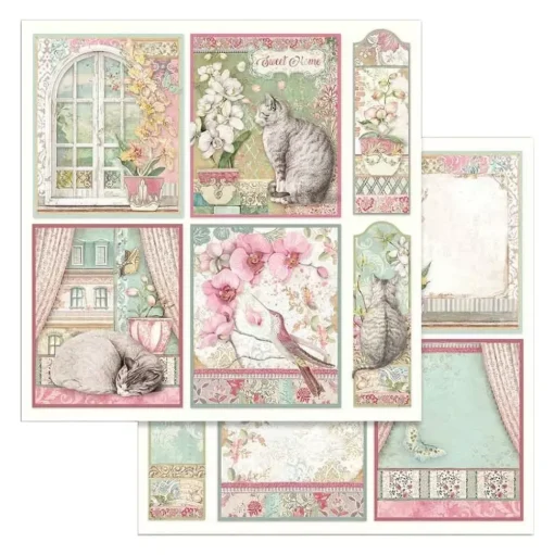 SUPER OFERTA **30%** Set de Scrapbooking Orchids & Cats Stamperia 30x30cm