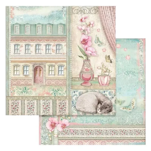 SUPER OFERTA **30%** Set de Scrapbooking Orchids & Cats Stamperia 30x30cm