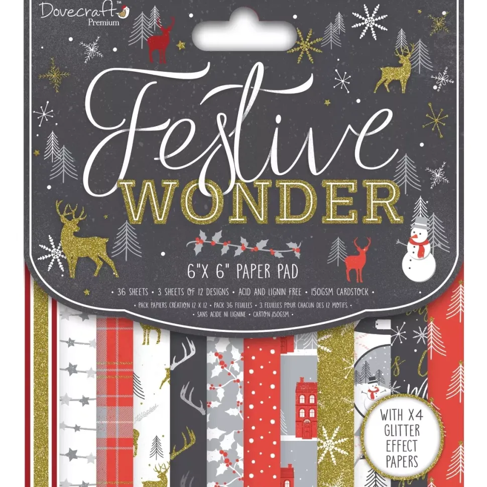 SUPER OFERTA **40%** Set de Scrapbooking Festive Wonder Dovecraft 15x15cm