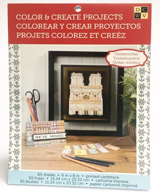 SUPER OFERTA **40%** Set de scrapbooking Color and Create Globetrotter DCWV 15x20cm