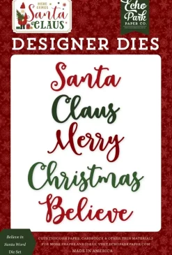 SUPER OFERTA **40%** Troqueles Believe in Santa Word Here Comes Santa Claus Echo Park