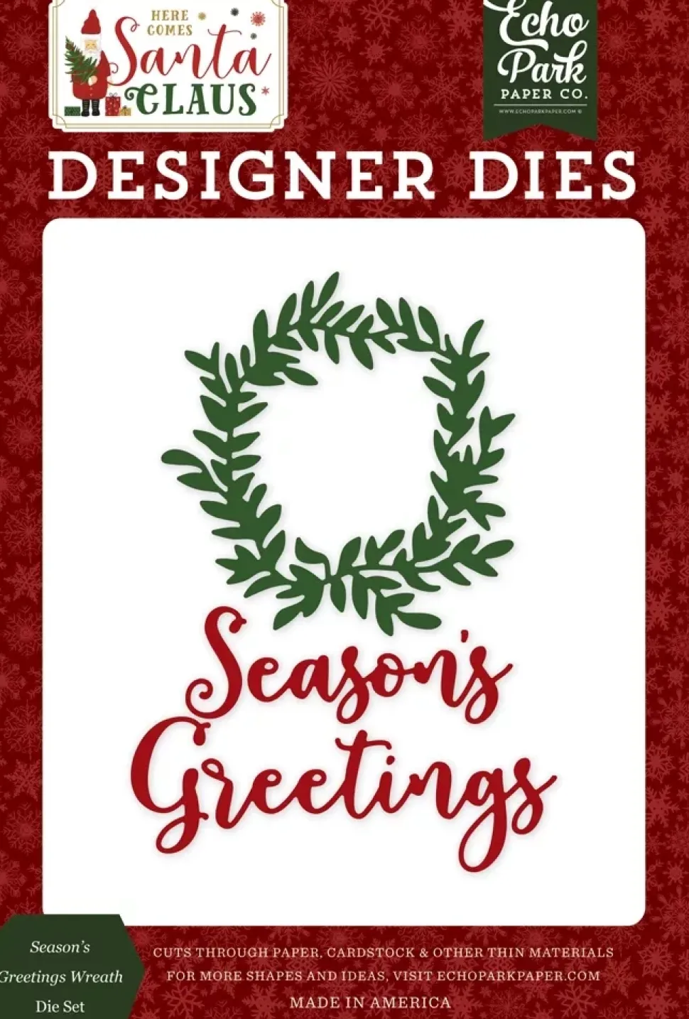 SUPER OFERTA **40%** Troqueles Season's Greetings Wreath Here Comes Santa Claus Echo Park