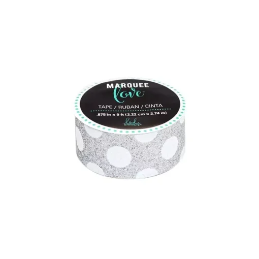 SUPER OFERTA **40%** Washi Tape Glitter Silver Polka Dot Marquee Love