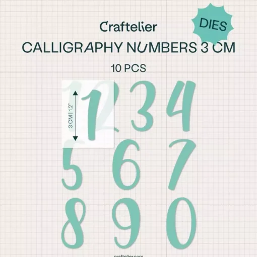 Troquel Números Caligrafía Craftelier 3cm