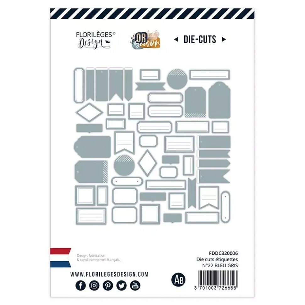Troqueladas Etiquetas Azul grisáceo O Saison Florilèges Design